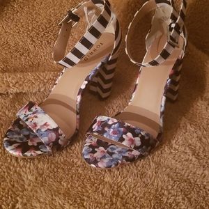Torrid floral/ black& white heels